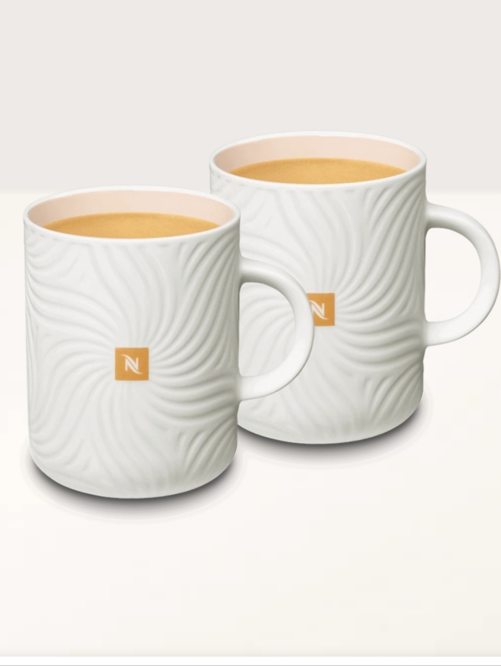 Nespresso White Ceramic Mugs with Gold Logo (2-Pack)
